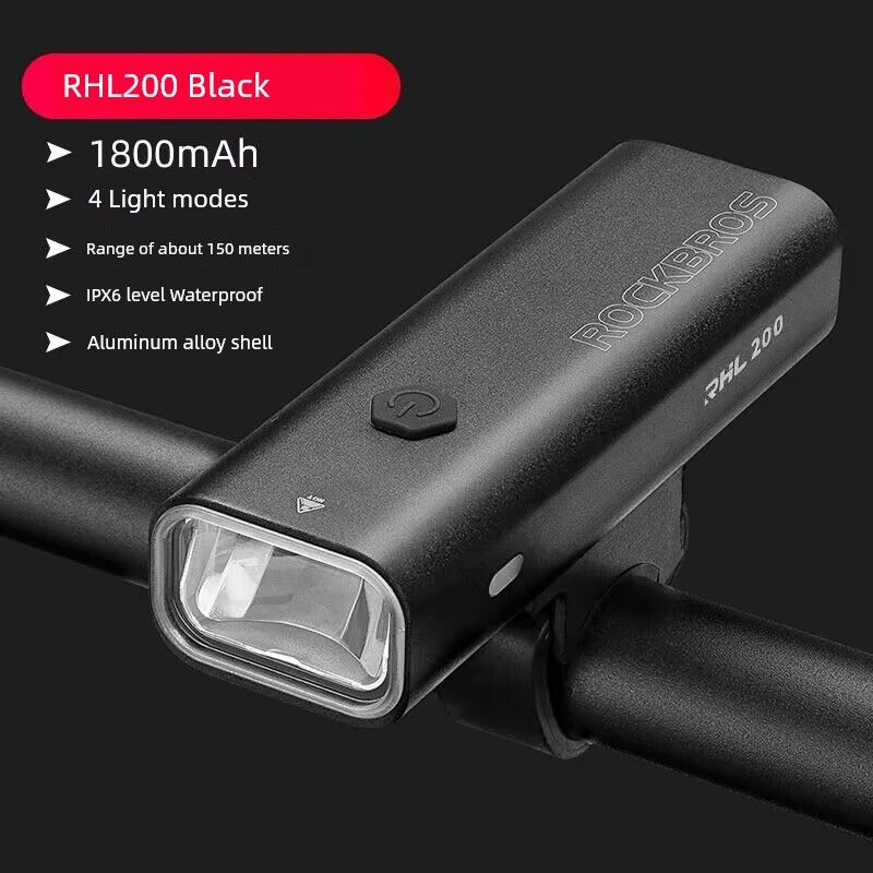 Rockbros Lanterna de Bicicleta Luz Forte Farol de Mountain Bike para Passeios Noturnos Iluminação À Prova D'água Carregamento USB_voghion.com