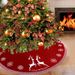 Saia de árvore de Natal de malha com padrão de rena - Decoração festiva para árvore de Natal vermelha e branca 95 cm e 122 cm de diâmetro_voghion.com