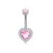 Nuovo piercing all'ombelico in acciaio inossidabile rosa a 6 griffe, stile transfrontaliero, con cuore e zircone a farfalla_voghion.com