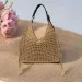 Borsa da spiaggia intrecciata a mano in cotone naturale all'uncinetto per donna, grande capacità, con nappe, shopper tote alla moda estiva_voghion.com