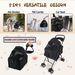 3 In 1 Dog Stroller, 4 Wheels Pet Stroller Dog Cat Stroller For Medium Small Dog Cats Up To 50lbs, Foldable Carrier Jogger Travel Puppy Stroller With Cup Holder & Breathable Mesh_voghion.com