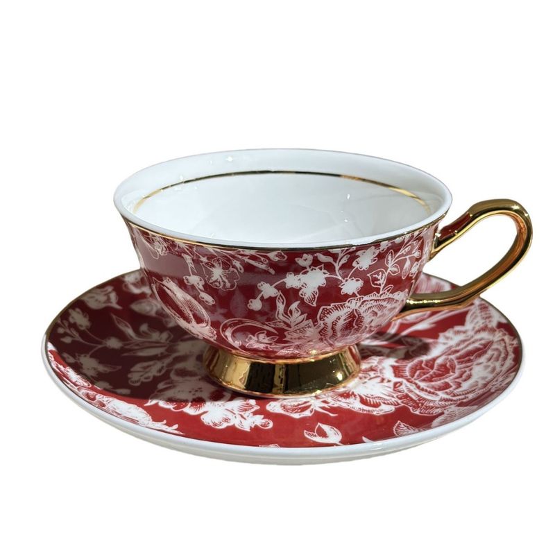 Elegancki zestaw filiżanek do kawy z różowej porcelany kostnej – luksusowa filiżanka do herbaty w europejskim stylu z kwiatowym wzorem, idealna do domu, kawiarni i na prezent_voghion.com