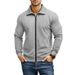 Herren-Waffelstrickjacke mit Reißverschluss – Slim Fit Stehkragen Freizeitmantel (Weiß/Anthrazit/Hellgrau/Schwarz/Khaki/Marineblau, S-XXXL)_voghion.com