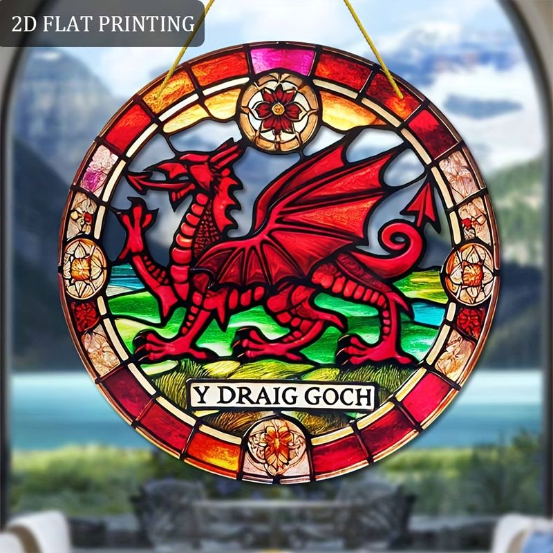 Welsh Dragon Suncatcher-Double-sided Acrylic With Stained Look.3D Visual Effect. Perfect For Garden/window/wall Decor. Unique Welsh Housewarming Gift._voghion.com