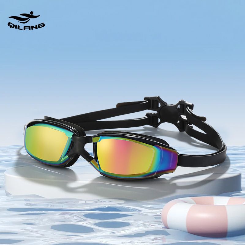 Qilang Large Frame Waterproof Anti-Fog Glasses HD Electroplated Adult Men And Women Silicone Swimming Goggles_voghion.com