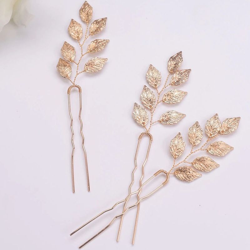 Gioielli da donna Foglie barocche in oro e argento, set di 3, 21 foglie, copricapo a forcina a forma di U_voghion.com