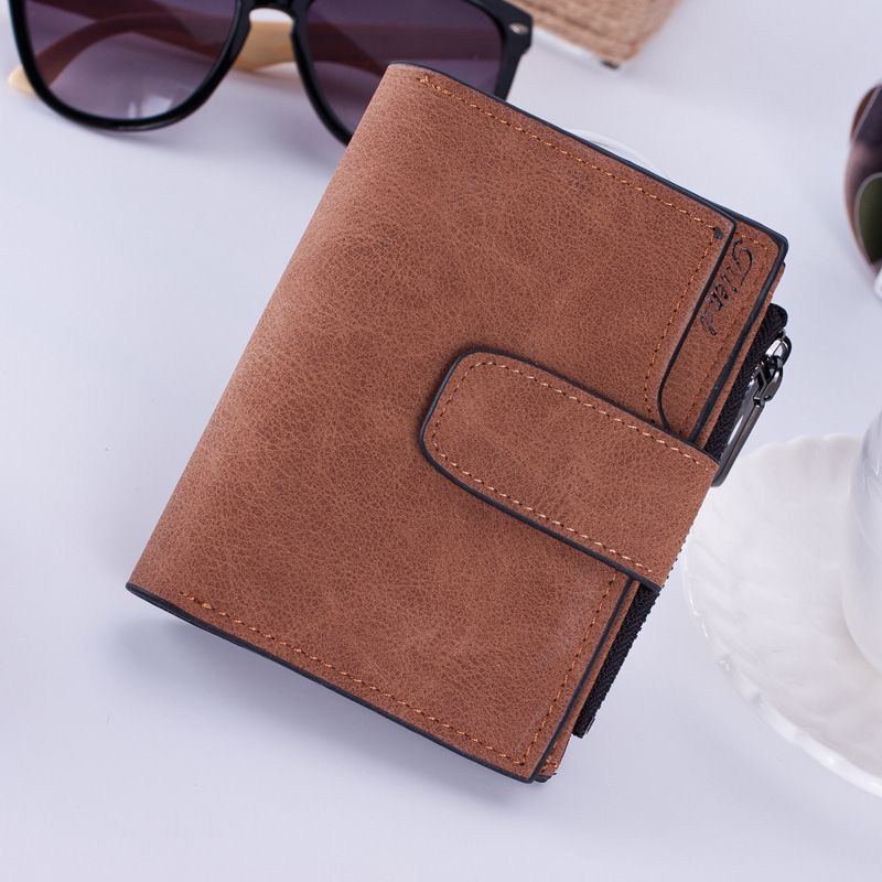 Monedero corto multifunción con cremallera y ranura para múltiples tarjetas para estudiantes con hebilla retro coreana para mujer_voghion.com