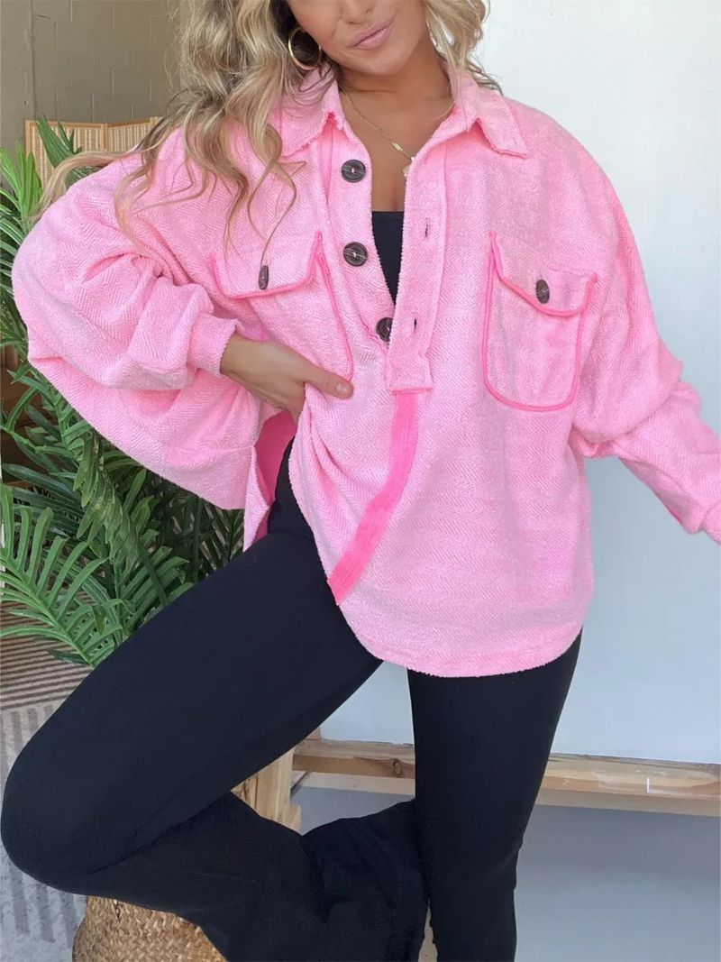 Damenbekleidung - einfarbige Pulloverjacke mit Taschen_voghion.com