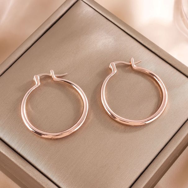 Orecchini esagerati Orecchini semplici alla moda in oro Orecchini grandi rotondi squisiti lisci_voghion.com