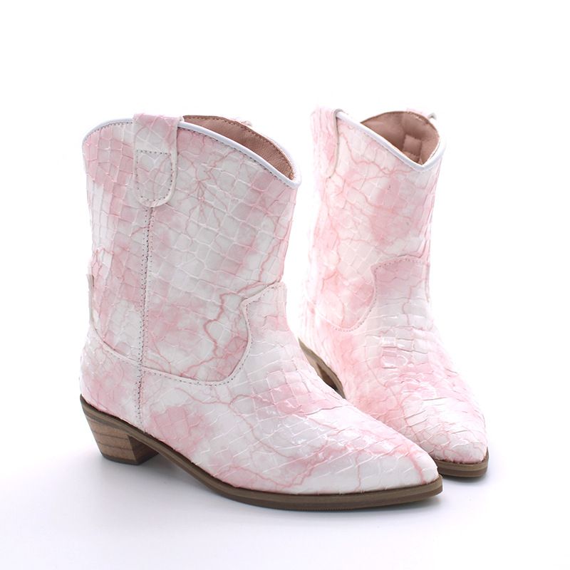 Kinderschoenen buitenlandse handel herfst nieuw koeienpatroon kinderschoenen kinder western cowboylaarzen prinses medium en large kinder mid tube laarzen_voghion.com