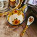 Sunflower-Themed Enamel Coffee Mug & Spoon Set - Vintage European-Style Tableware - 2-Piece Floral Cup Set - Handcrafted Ceramic-Like Finish_voghion.com