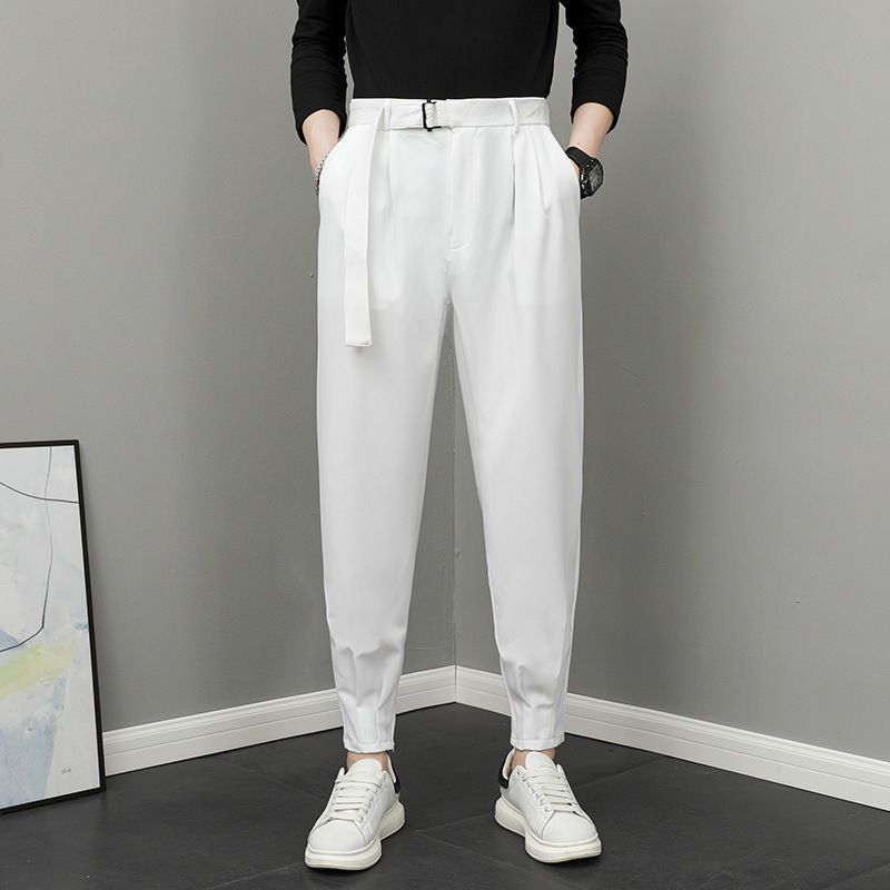 Pantaloni casual da uomo per l'autunno Pantaloni neri a nove punte Pantaloni harem da uomo Pantaloni slim da uomo_voghion.com
