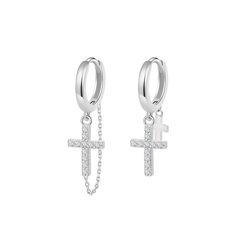 Hot Selling Popular Cross For Men In Hip-Hop, Cool Style, Asymmetrical Tassel Earrings, Trendy And Personalized Men's Single Earrings_voghion.com