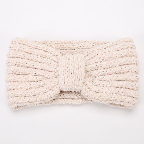 Accessori per capelli con fascia per capelli con fiocco in lana lavorata a maglia morbida, ispessita, alta elasticità e calda autunno/inverno da donna_voghion.com