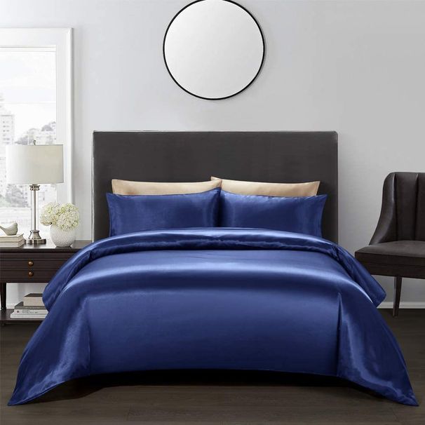 Luxury Soft Silky Sheets For Hair And Skin, Similar To Silk Bed Sheets Set 3 Pieces With 1 Deep Pocket Fitted Sheet, And 2 Pillowcases_voghion.com