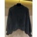 Pull femme automne-hiver 2023, col montant et manches lanternes, épais pull en maille_voghion.com