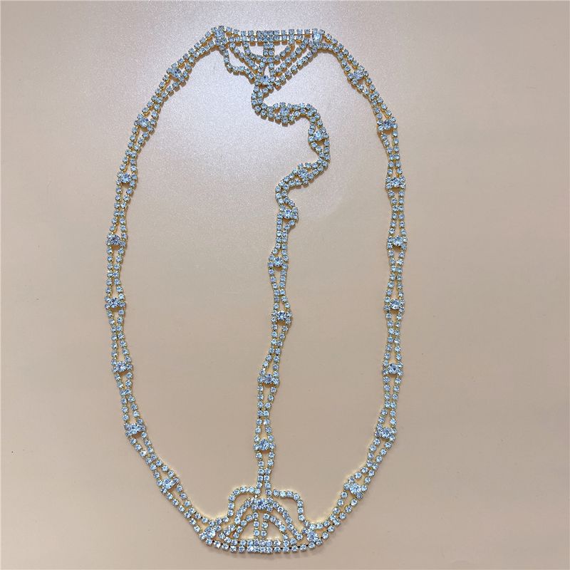 Hot selling Bridal Wedding Water Diamond Crystal Multi layer Hoop Strap Jewelry Hair Chain_voghion.com
