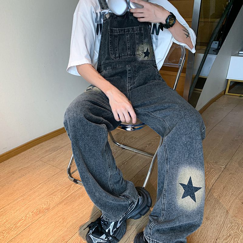 Man's clothing Denim suspenders men's straight leg casual wash hipster retro plankton suspenders_voghion.com