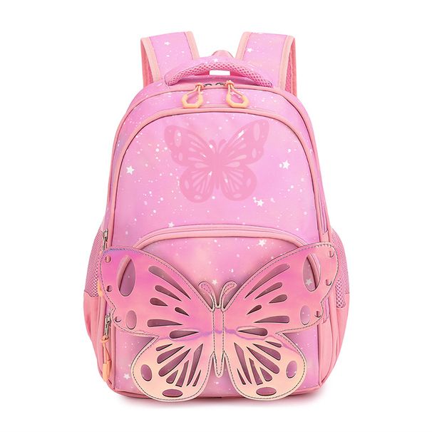 Cute Cartoon Butterfly Backpack For Girls, Large Capacity Waterproof School Bag With Bow Design, Lightweight Oxford Rucksack For Travel & Daily Use_voghion.com
