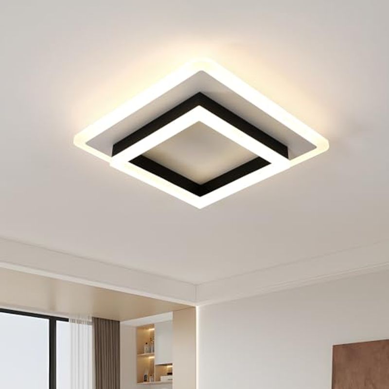 GOECO Acryl-Deckenleuchte, Farbe Weiß + Schwarz, Größe 30 cm, Neutrales Licht 4500 K, 30 W, 220 V_voghion.com