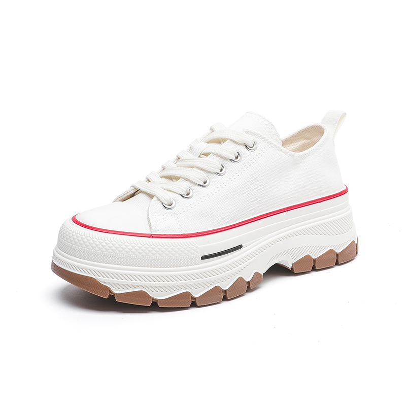 Summer Height Increased Breathable Canvas All Match White Shoes_voghion.com