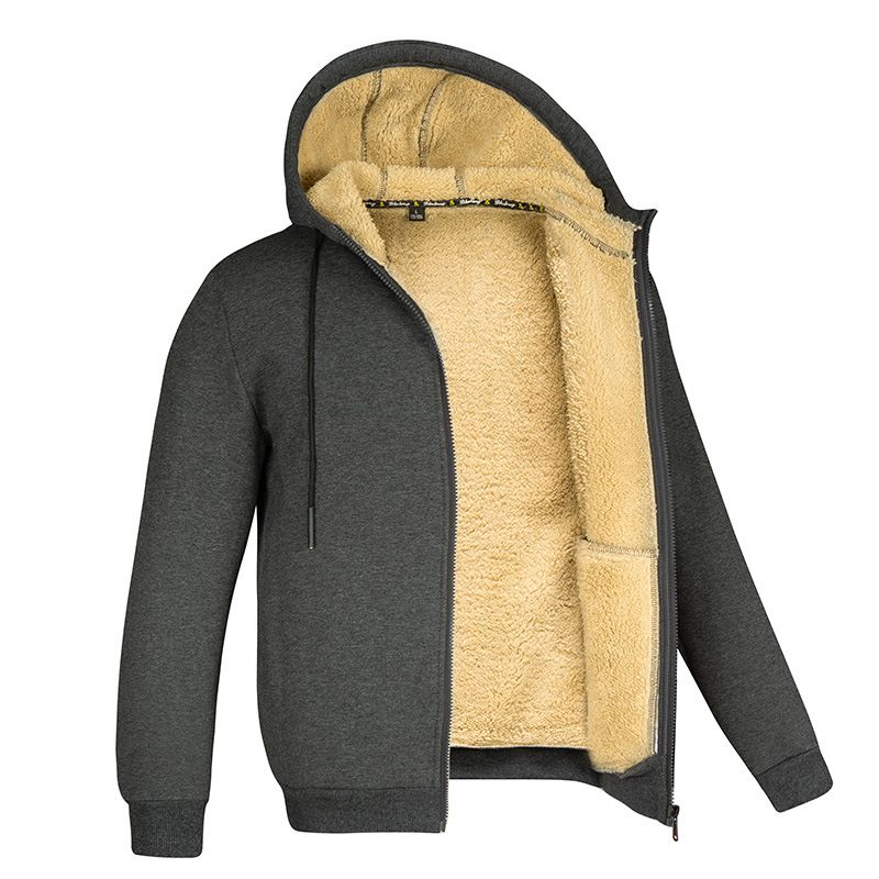 Herren-Kapuzenpullover aus einfarbigem und Fleece-Kaschmir-Cardigan mit Kapuze_voghion.com