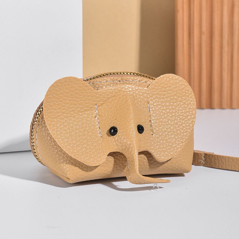 Cartoon Key Creative Elephant Coin Purse Zipper Hand Twist Lipstick Storage Card Bag_voghion.com
