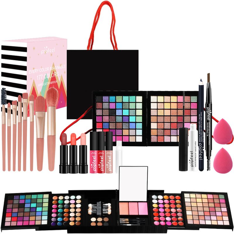 Make-up-Sets Popfeel Set 177 Farbe Lidschatten-Palette Rouge Lipgloss und Konturierungsset mit Pinsel Geeignet für Anfänger_voghion.com