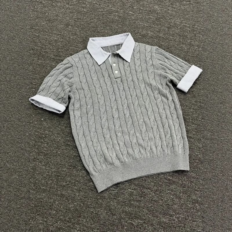 Men's Clothing Old Money Style Knitted Twisted Polo Shirt Short Sleeve Summer Design High End Two Piece T Shirt_voghion.com