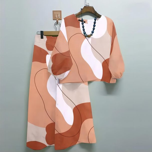 Ensemble 2 pièces pour femme, tenue décontractée, haut bohème, pantalon large_voghion.com