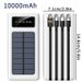 Powerbank solare da 10000–5000 mAh, portatile, da viaggio, grande capacità, esterno con 4 cavi, batteria a ricarica rapida per_voghion.com