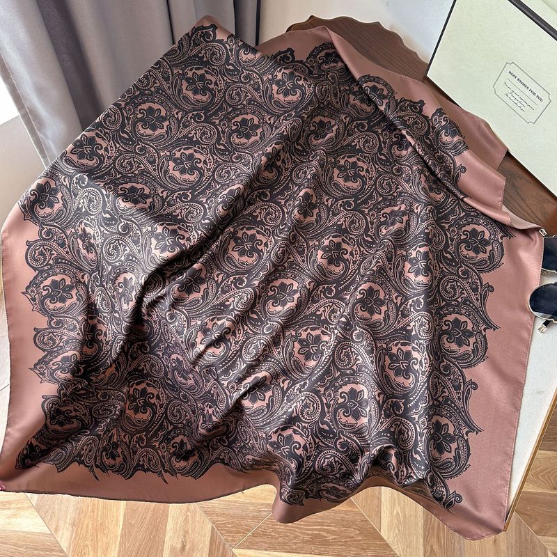 Spring, Autumn, and Summer New 90 Large Square Sun Protection Women's Plant Print, Extended Shawl, Decorative Scarf,_voghion.com