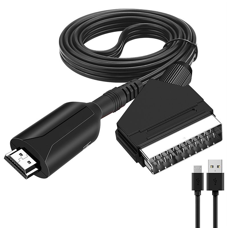 Xinweiqing Video Audio Adapter Mini High Resolution HDMI-kompatybilny z Scart AV Konwerter sygnału z kablem USB do odtwarzacza DVD_voghion.com
