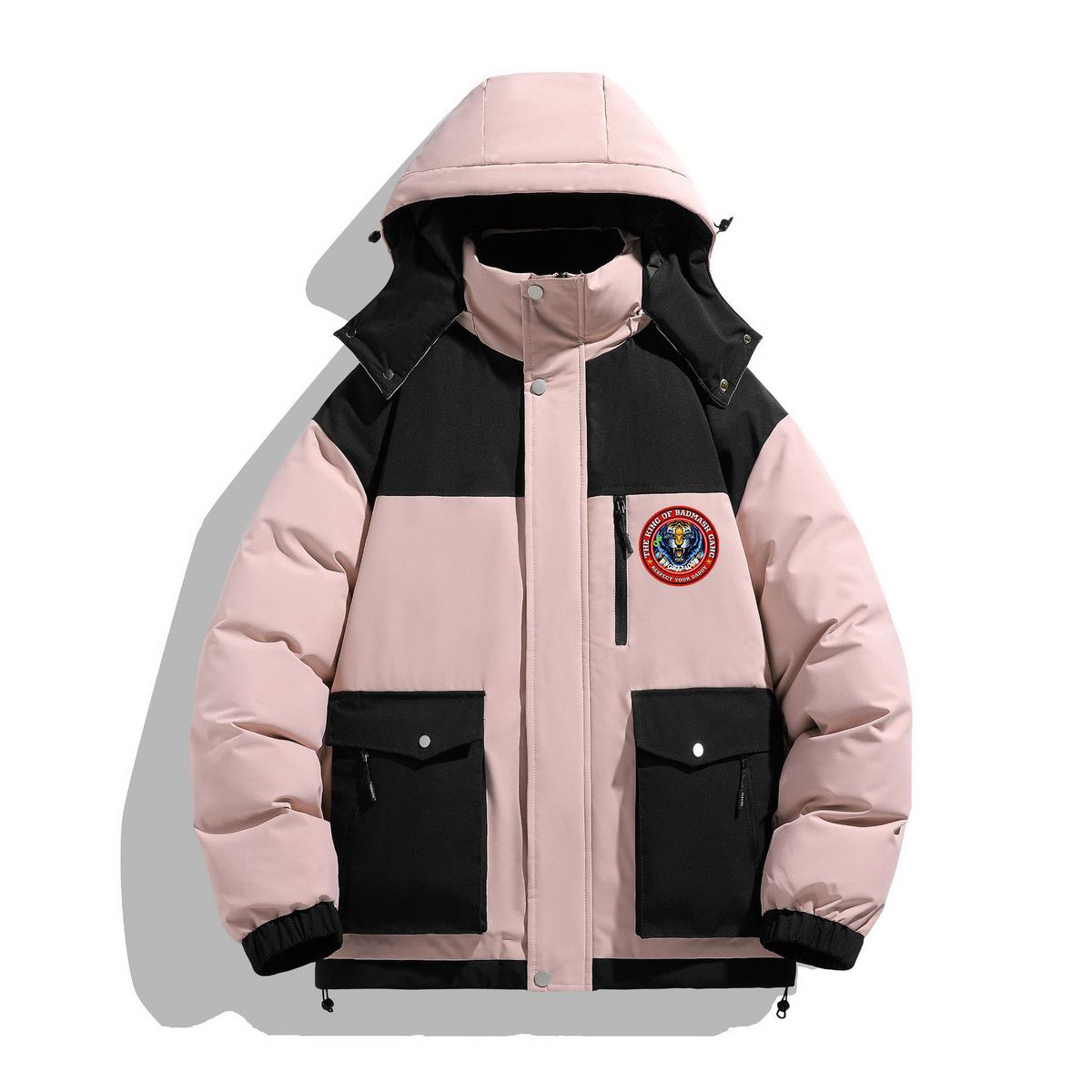 Giacca da uomo e da donna con logo rotondo trapuntato e spesso, antivento e antifreddo, per esterni, calda giacca imbottita in cotone_voghion.com