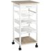 HOMCOM Rolling Kitchen Cart Kitchen Trolley, Mobile Prep Station With Drawer, Shelves, Basket, White_voghion.com