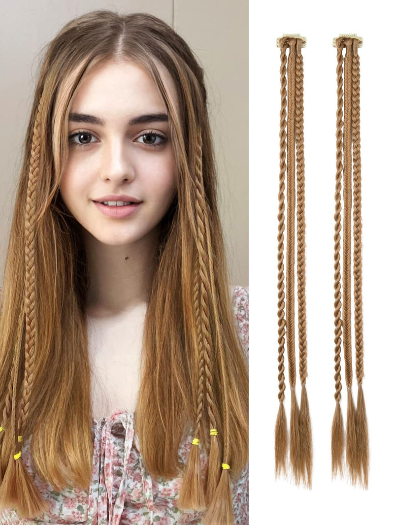 Pacote com 2 pacotes de 22 polegadas de ouro (613) com 3 fios de fibra sintética para mulheres, para festa, com clipes e extensões, cabelo natural diário_voghion.com
