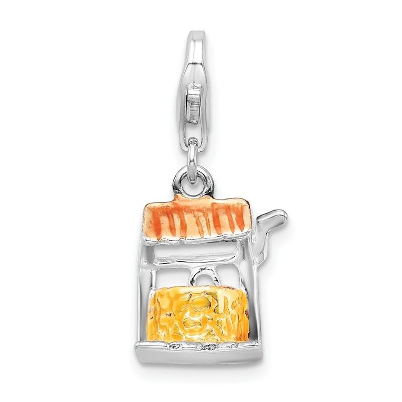 Amore La Vita Sterling Silver Rhodium-plated Polished 3-D Enameled Well Charm With Fancy Lobster Clasp_voghion.com