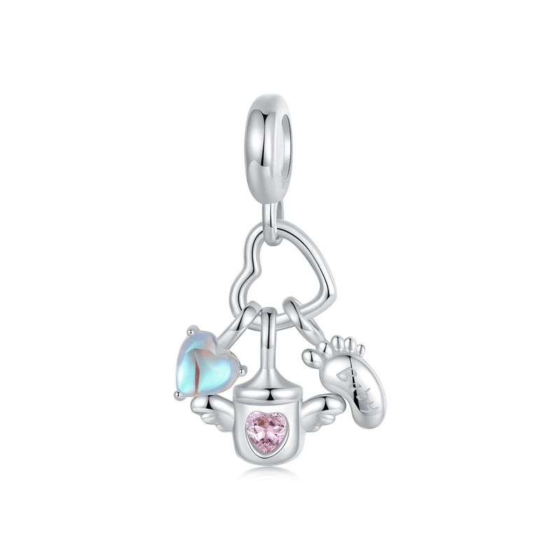 Ciondolo con set di biberon per bambini, ciondolo in argento sterling_voghion.com