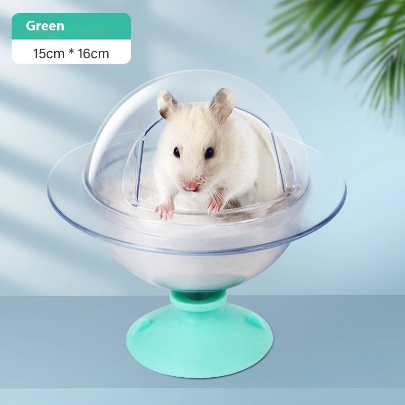 Bagno per piccoli animali domestici, esclusivo per criceti, vasca da bagno trasparente anti-schizzi, orsetto dorato, sabbia per urina, WC a doppio uso_voghion.com