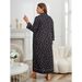 Plus Size Sleepwear Set - Women’s Long-Sleeve Nightgown For Winter, Soft & Stretchy (1XL-4XL, Black)_voghion.com