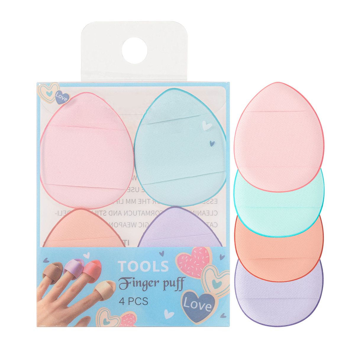 Powder Puff Wet and Dry Dual Use Facial Fingertip Makeup 4 Pack Mini Thumb Powder Puff Beauty Tool Prenosno_voghion.com