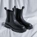 Chelsea Boots Men's High-top Leather Shoes, Cigarette Boots, Martin Boots Men's Velvet Black Boots Men's_voghion.com
