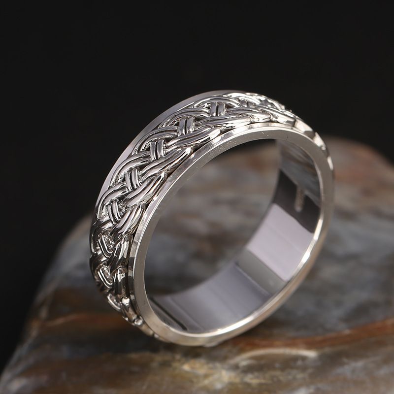 Anello rotante a forma di drago in argento puro tailandese per uomo_voghion.com