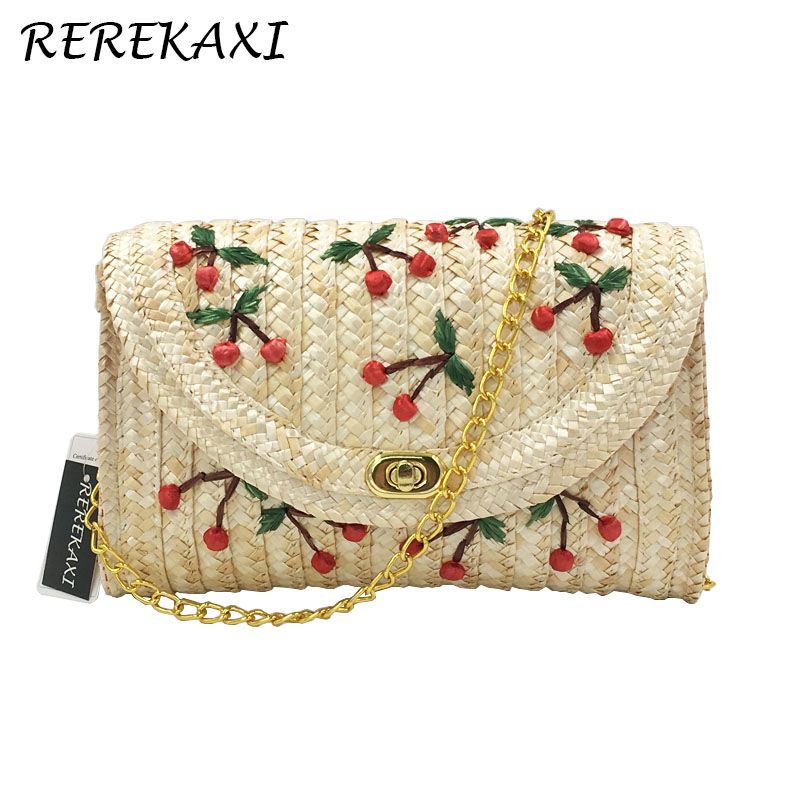 Paglia di grano intrecciata da donna, tracolla bohémien, estate, spiaggia, borsa a tracolla, borsa a tracolla a catena con patta, borsa a tracolla, borsa a tracolla_voghion.com