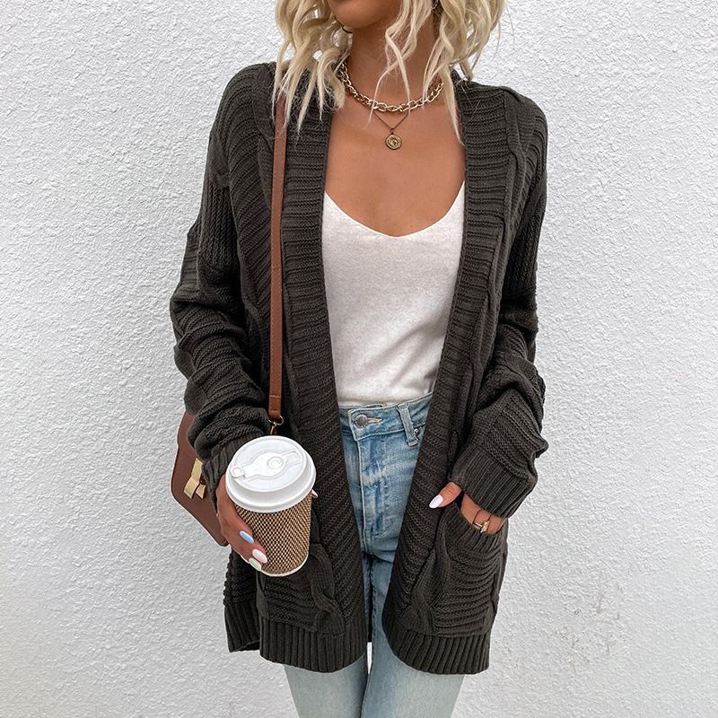 Maomaoyu Kleidung Herbst/Winter 2023 Neue Fried Dough Twists Pullover frauen Mittellange Twisted Rope Cardigan_voghion.com