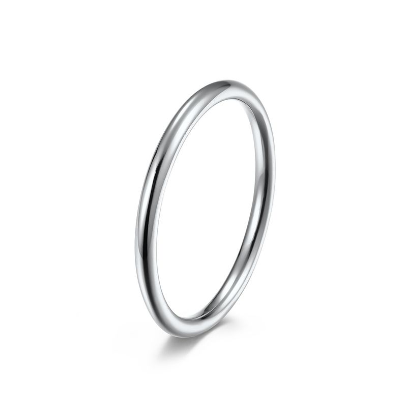INS genderless cold style titanium steel round wire tail ring ring men and women neutral smooth plain ring stackable hand jewelry_voghion.com