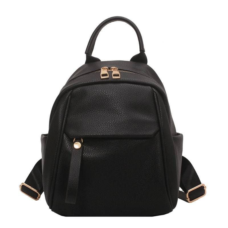 Hochwertiger wasserdichter einfarbiger Leder-Rucksack Damen im College-Stil, Reiserucksack, Schultaschen für Teenager,_voghion.com