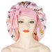 Unisex Hair Care Wide Brim Long Tail Extra Large Shower Cap Fashion Print Ladies Large Satin Night Cap_voghion.com