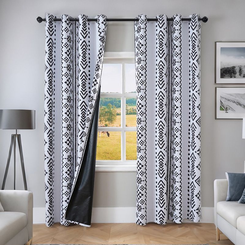 Premium polyester verduisteringsgordijnen - Scandinavische geometrische en bloemenprint, kant-en-klare roedezakpanelen voor woonkamer, slaapkamer en balkon_voghion.com