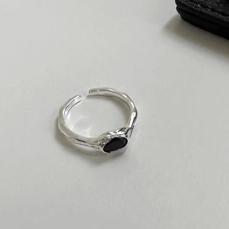 Sweet Cool Irregular Black Zircon For Women, Niche Design, High-end Simple Open Ring, Fashionable Index Finger Ring_voghion.com